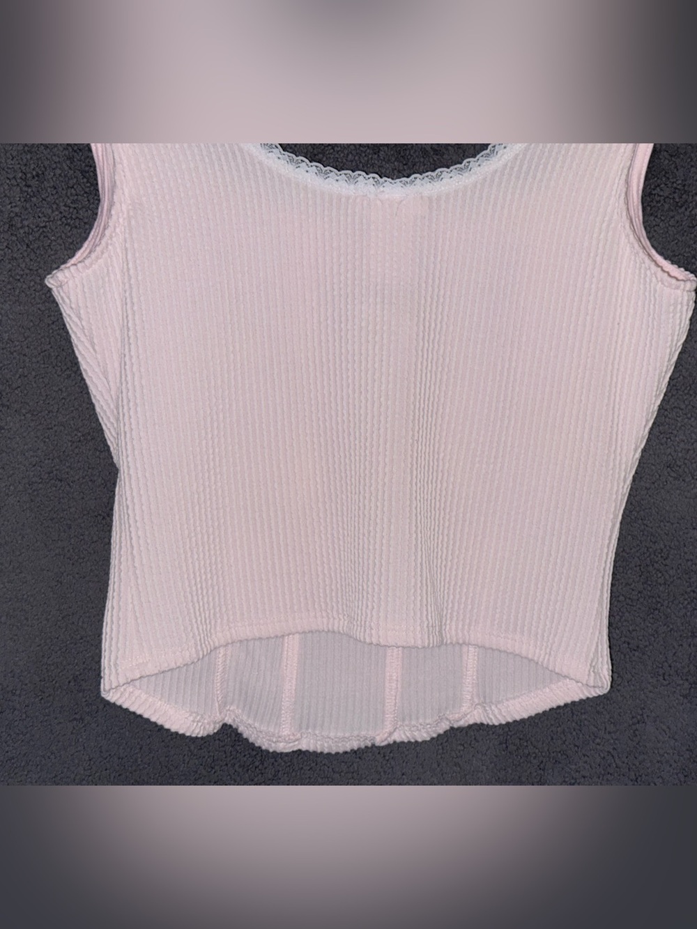 Persaya Light Pink Ribbed Lace-Trim Camisole Size Large (Juniors) - Picture 8 of 10